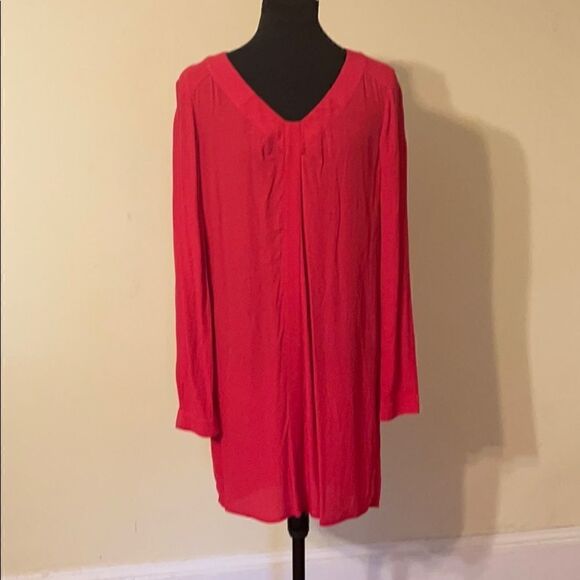 Red BCBG Levin long sleeve shirtdress XS Christmas party holiday party - Picture 4 of 11